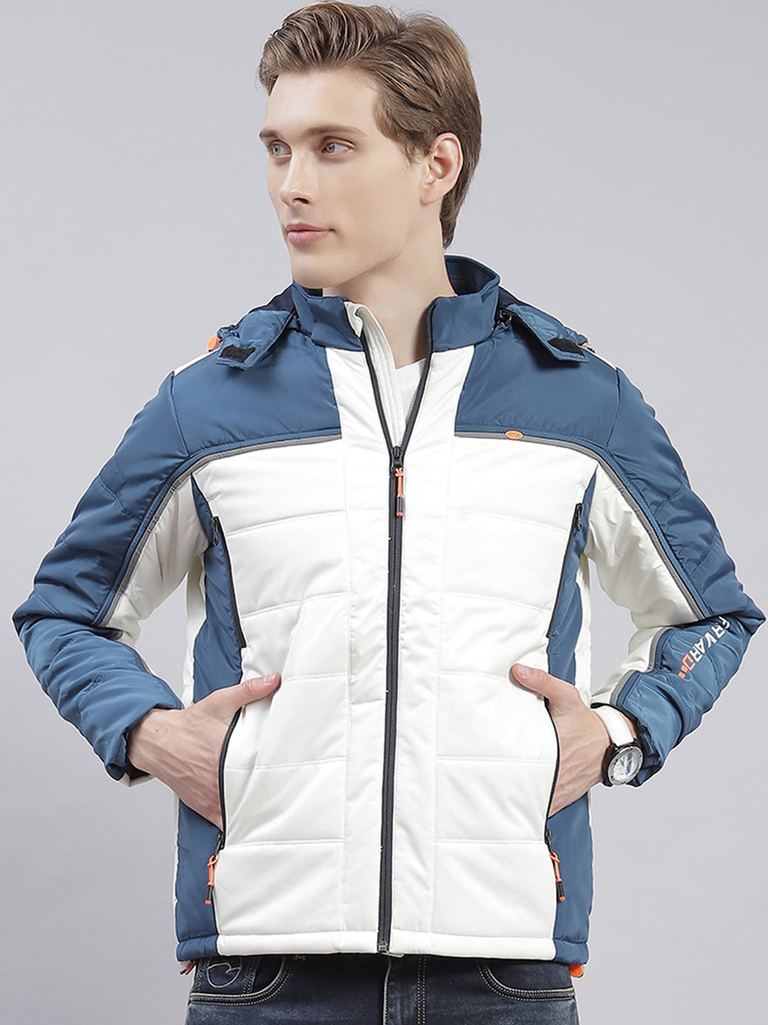 

Monte Carlo Colourblocked Hooded Lightweight Padded Jacket With Zip Detail, Blue