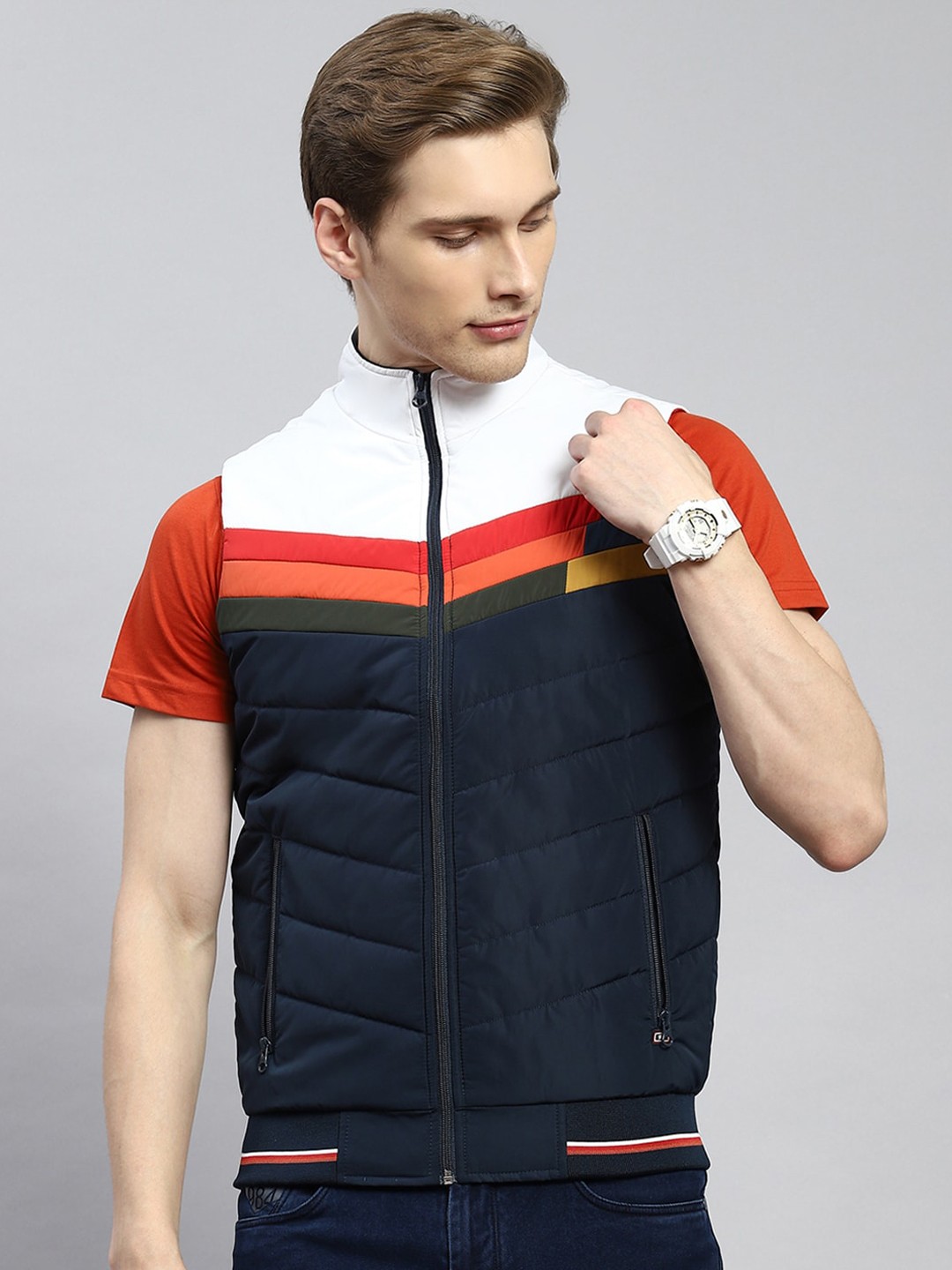 

Monte Carlo Colourblocked Lightweight Padded Jacket, Navy blue