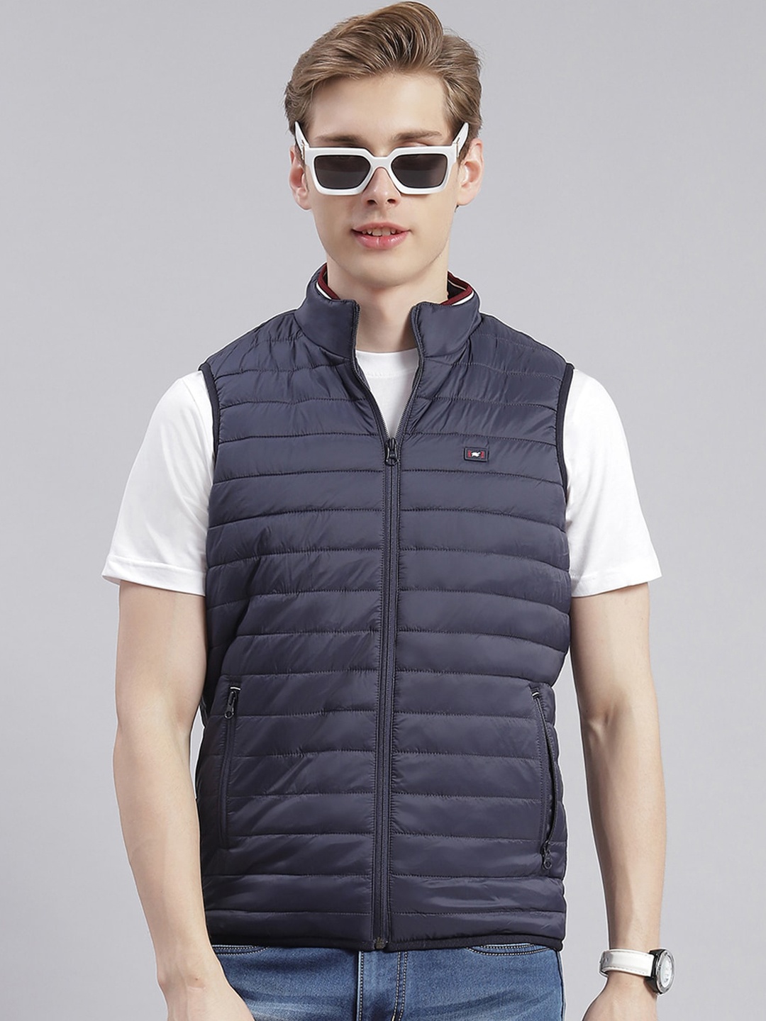 

Monte Carlo Stand Collar Lightweight Padded Jacket, Navy blue