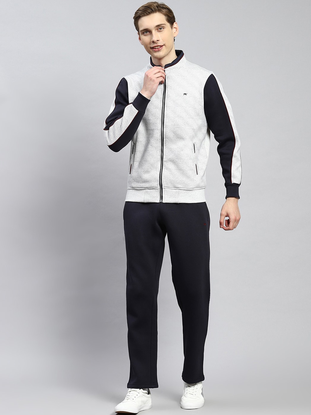 

Monte Carlo Colourblocked Mock Collar Tracksuit, Grey