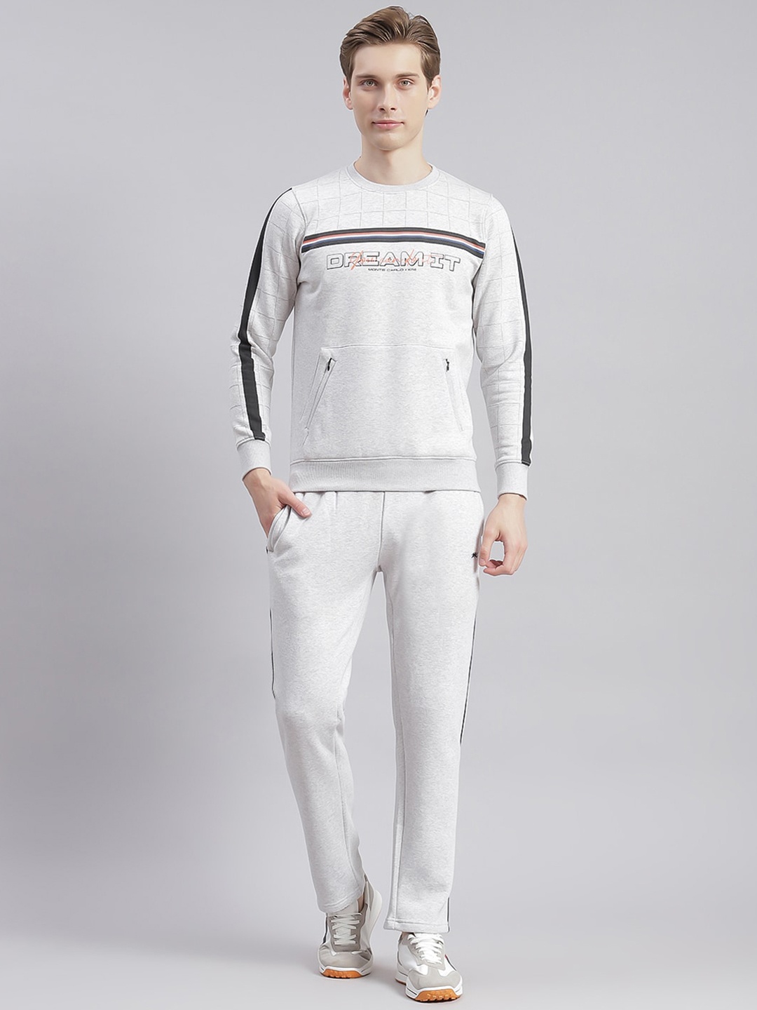 

Monte Carlo Printed Round Neck Cotton Tracksuits, Grey