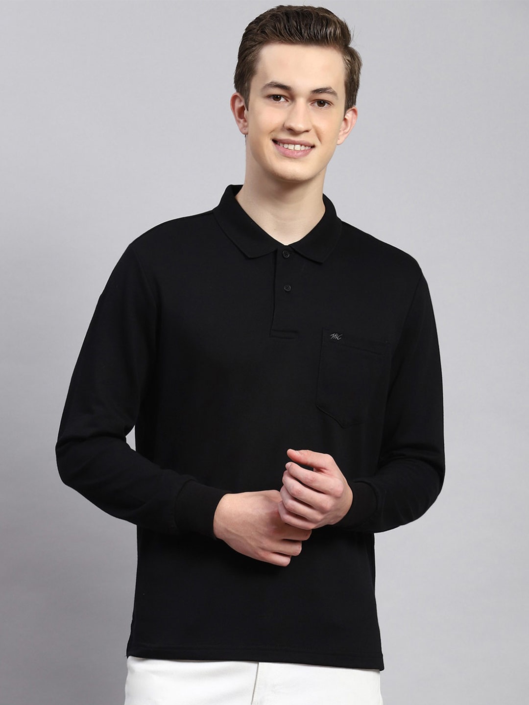 

Monte Carlo Polo Collar Cotton T-shirt, Black