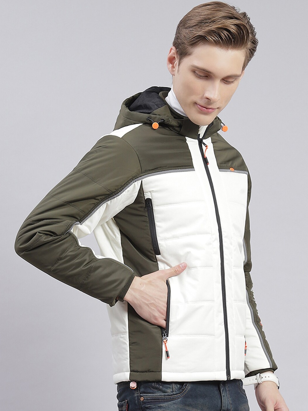 

Monte Carlo Colourblocked Hooded Lightweight Padded Jacket, Olive