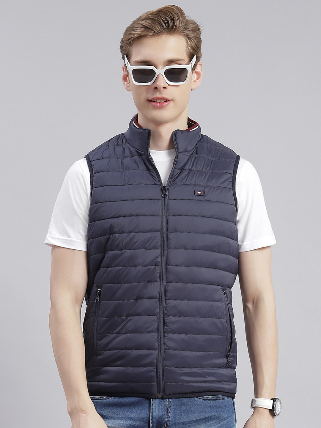 

Monte Carlo Stand Collar Lightweight Padded Jacket, Navy blue