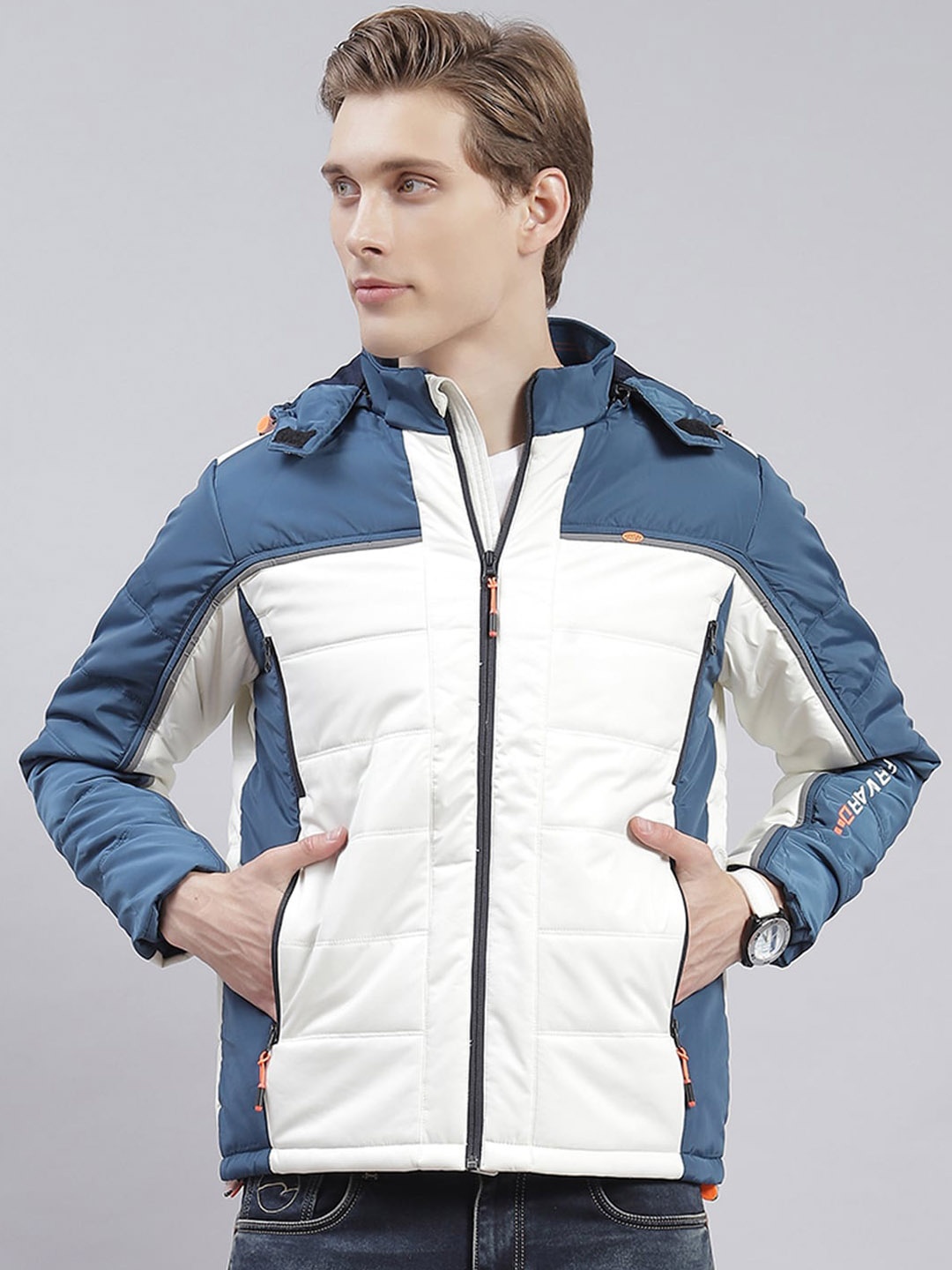 

Monte Carlo Hooded Colourblocked Lightweight Padded Jacket, Blue