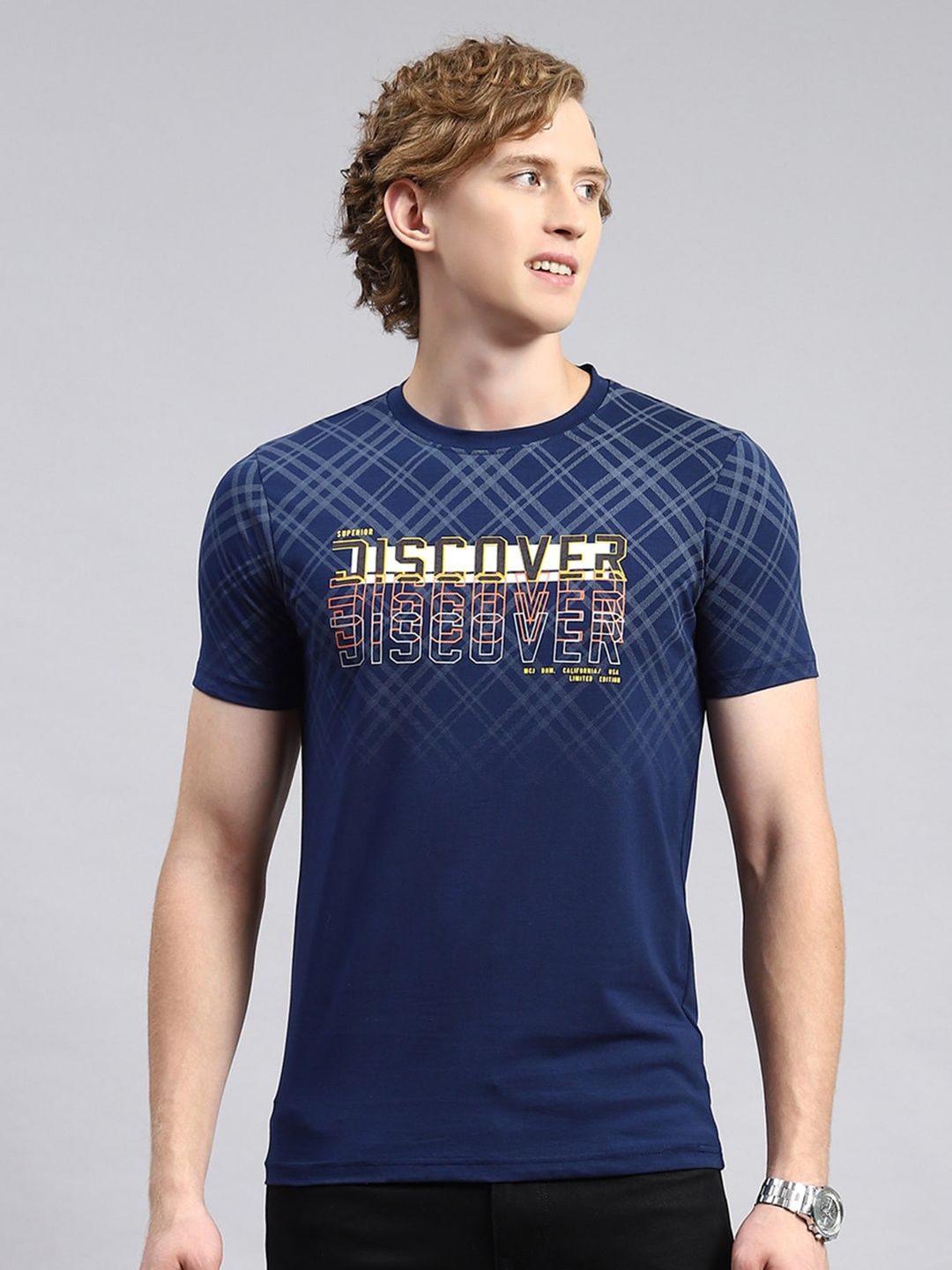 

Monte Carlo Typography Printed Round Neck T-shirt, Blue