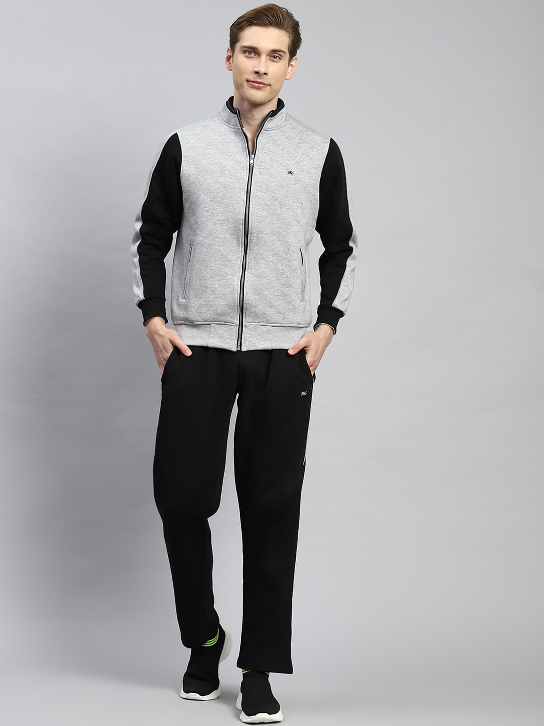 

Monte Carlo Micro Ditsy Printed Stand Collar Tracksuits, Grey