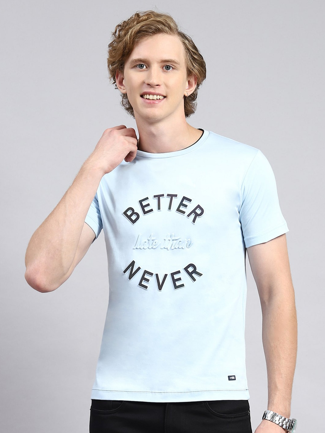 

Monte Carlo Typography Printed Round Neck T-shirt, Blue
