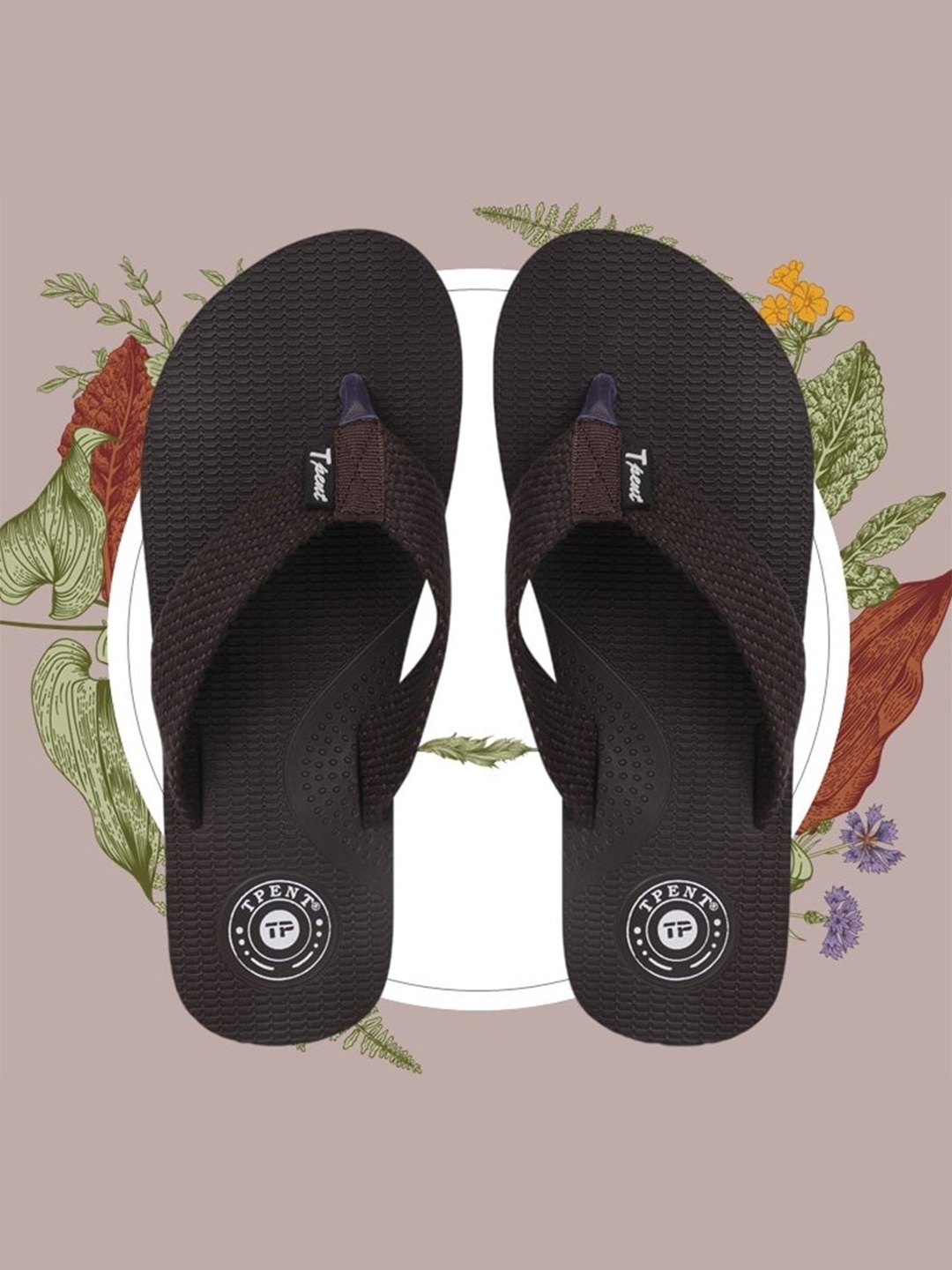 

TPENT Men Textured Thong Flip-Flops, Coffee brown