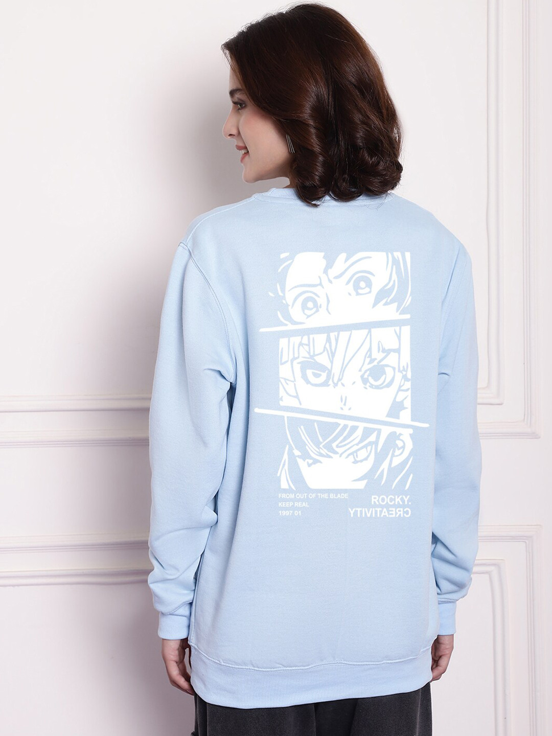 

Imsa Moda Graphic Printed Fleece Sweatshirt, Blue