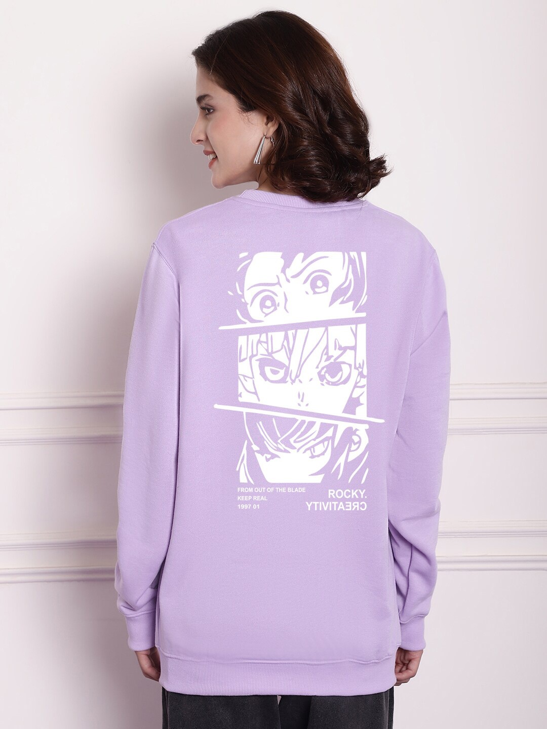 

Imsa Moda Graphic Printed Fleece Sweatshirt, Lavender