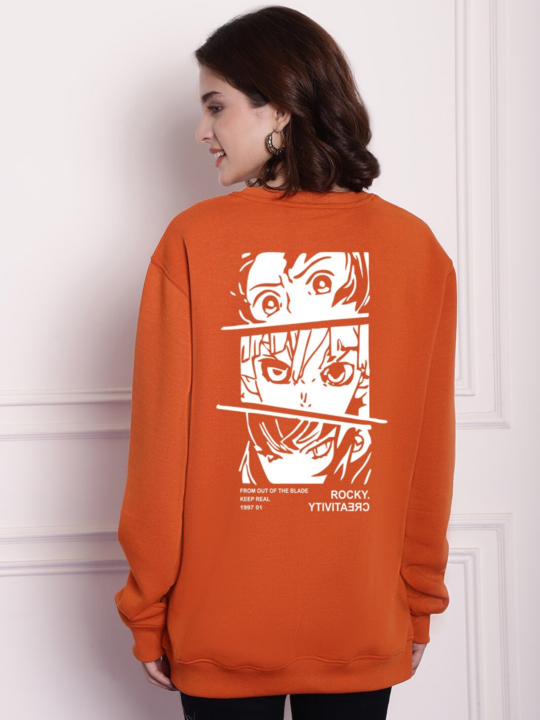 

Imsa Moda Graphic Printed Fleece Sweatshirt, Orange