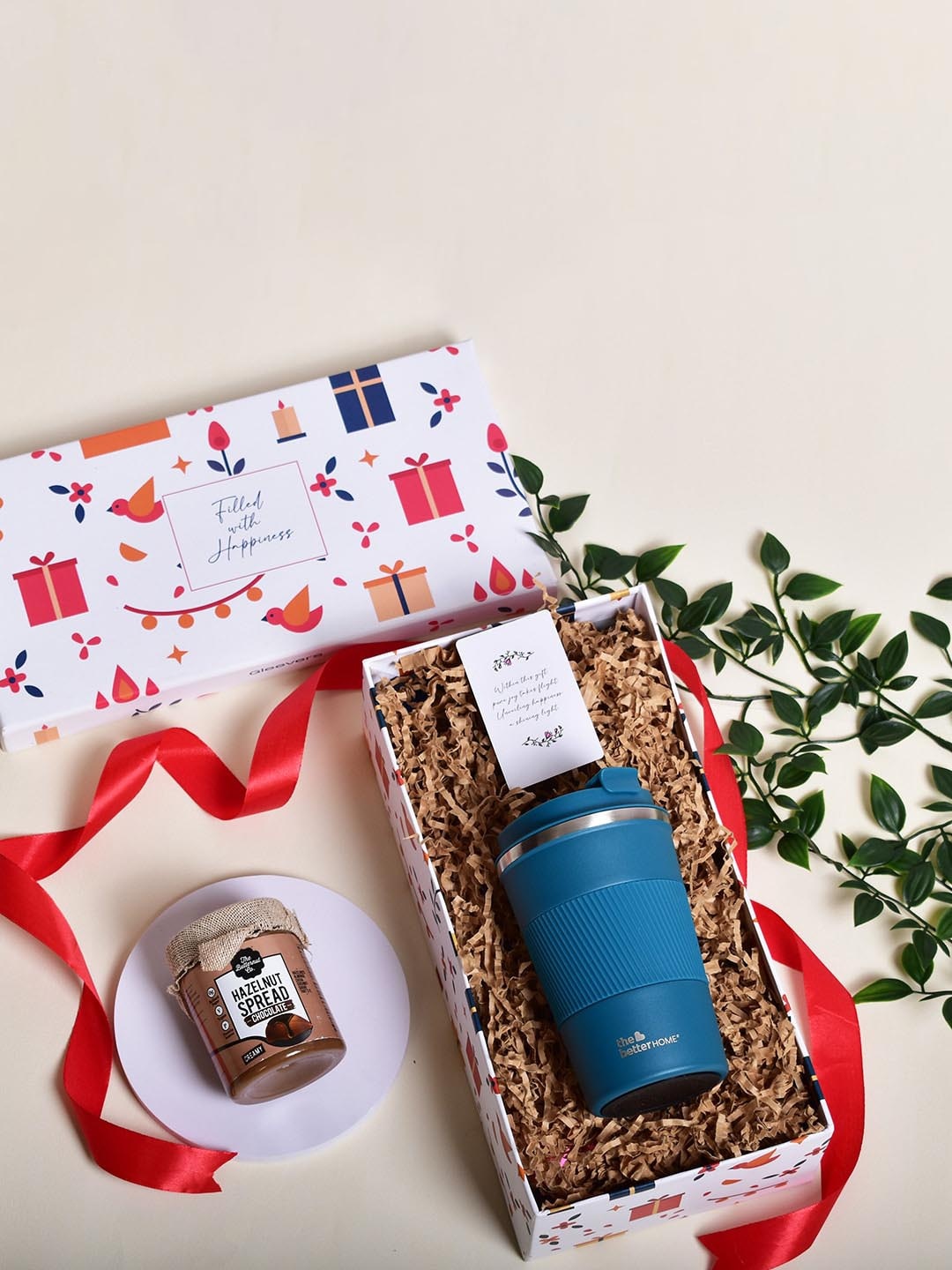 

Gleevers Hazelnut Spread and Travel Mug Home Gift Set, Blue