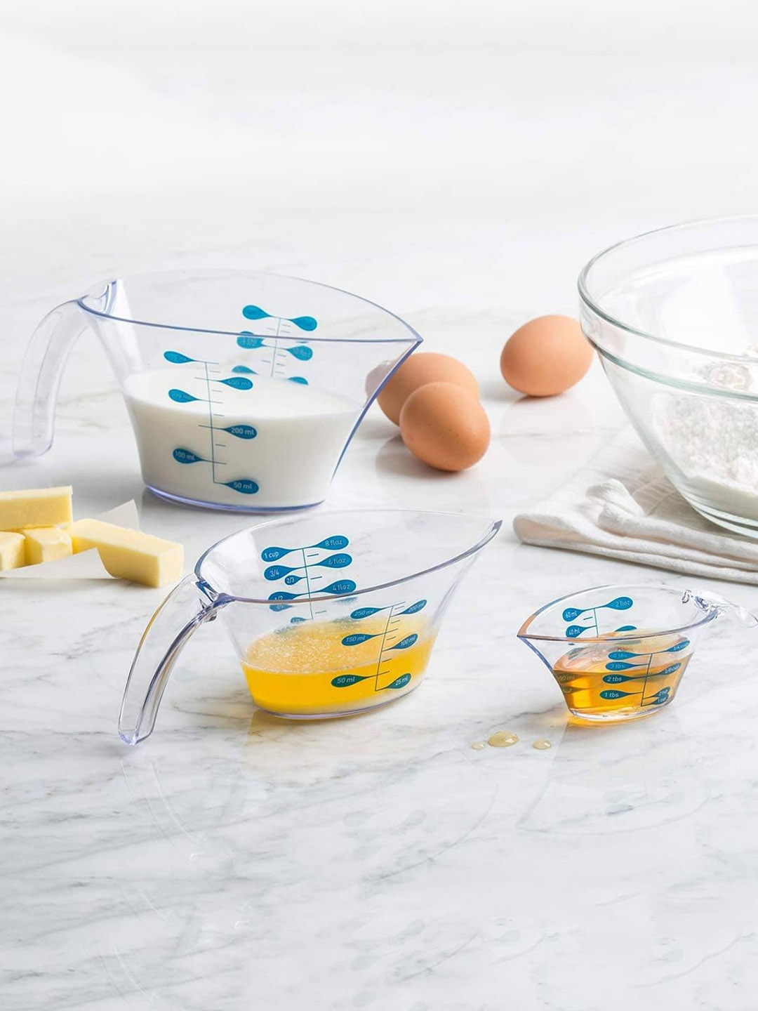 

Trudeau Transparent & Blue 3 Pieces Nested Measuring Cups