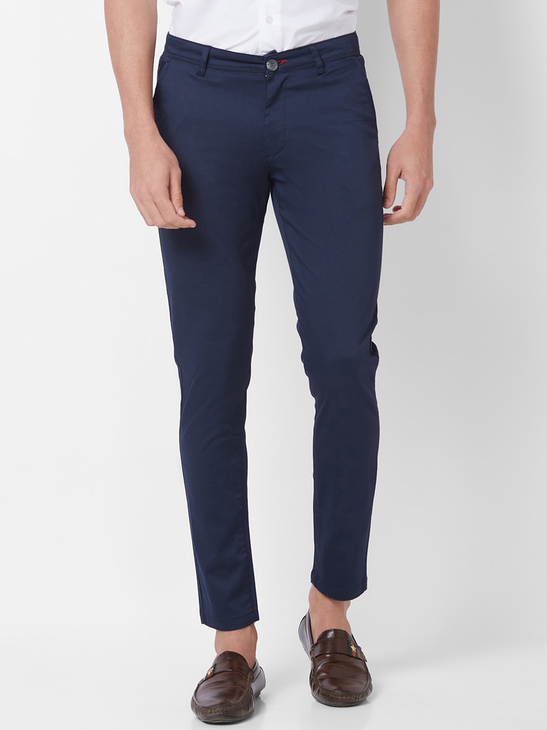 

GIORDANO Men Slim Fit Mid-Rise Chinos Trousers, Navy blue