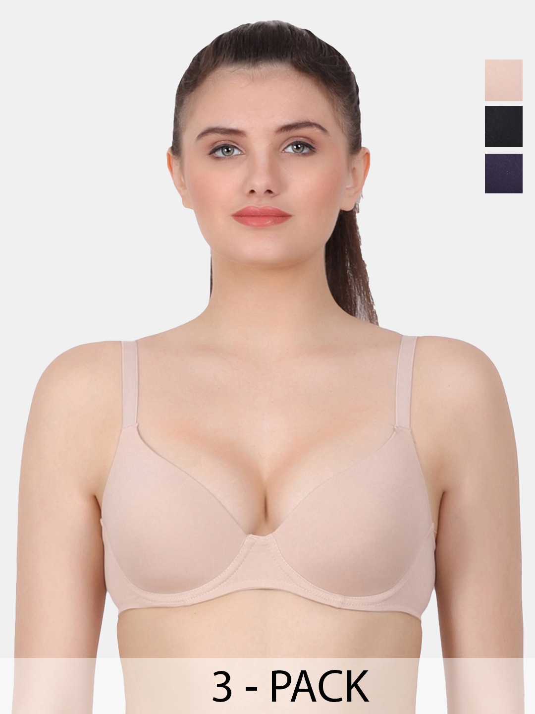 

Amour Secret Black & Cream-Coloured Bra Full Coverage Underwired Lightly Padded