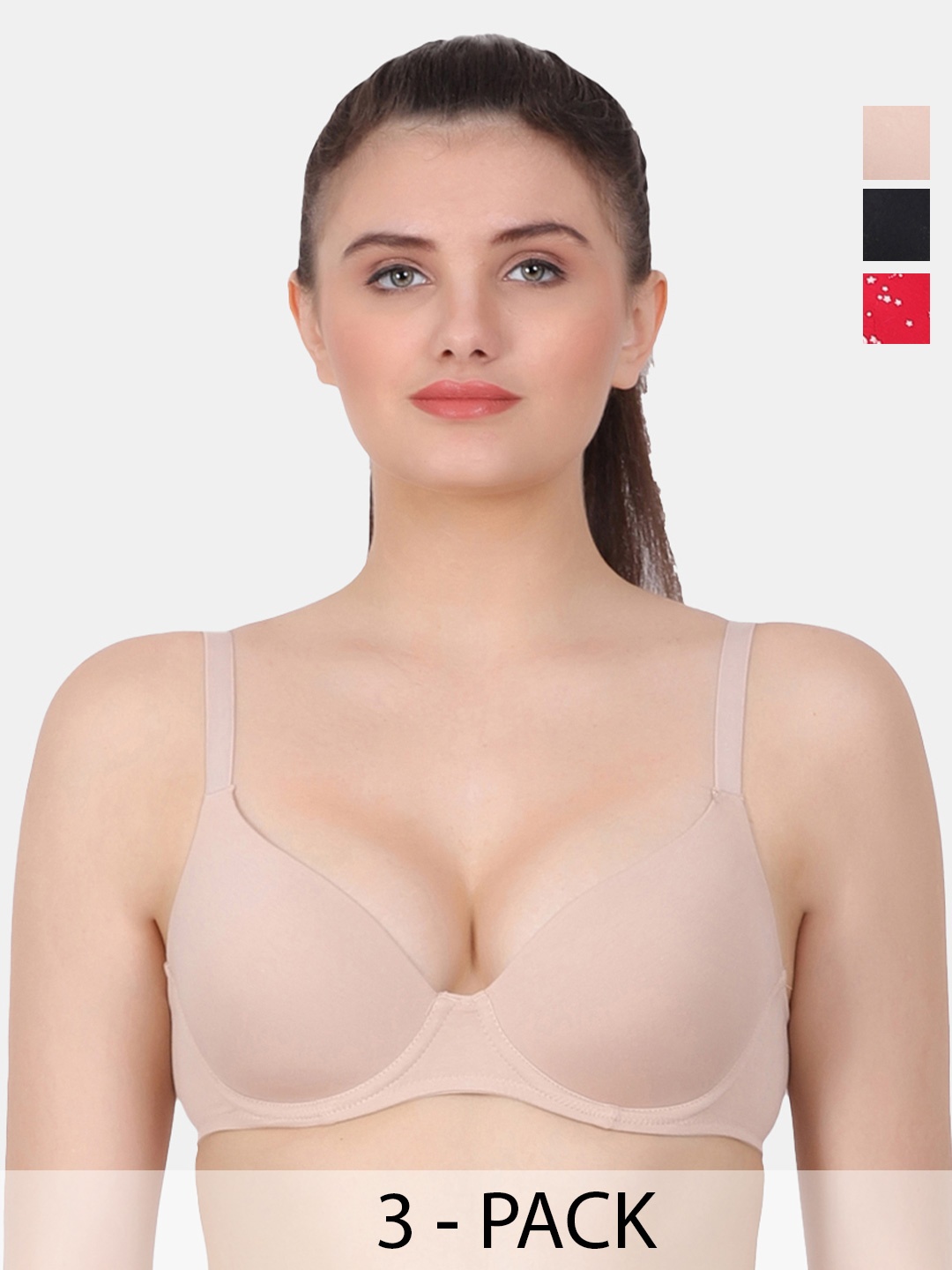 

Amour Secret Black & Red Bra Full Coverage Underwired Lightly Padded