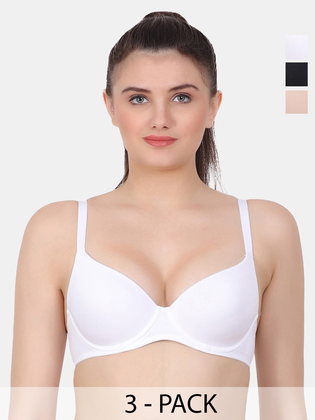 

Amour Secret Black & White Bra Full Coverage Underwired Lightly Padded