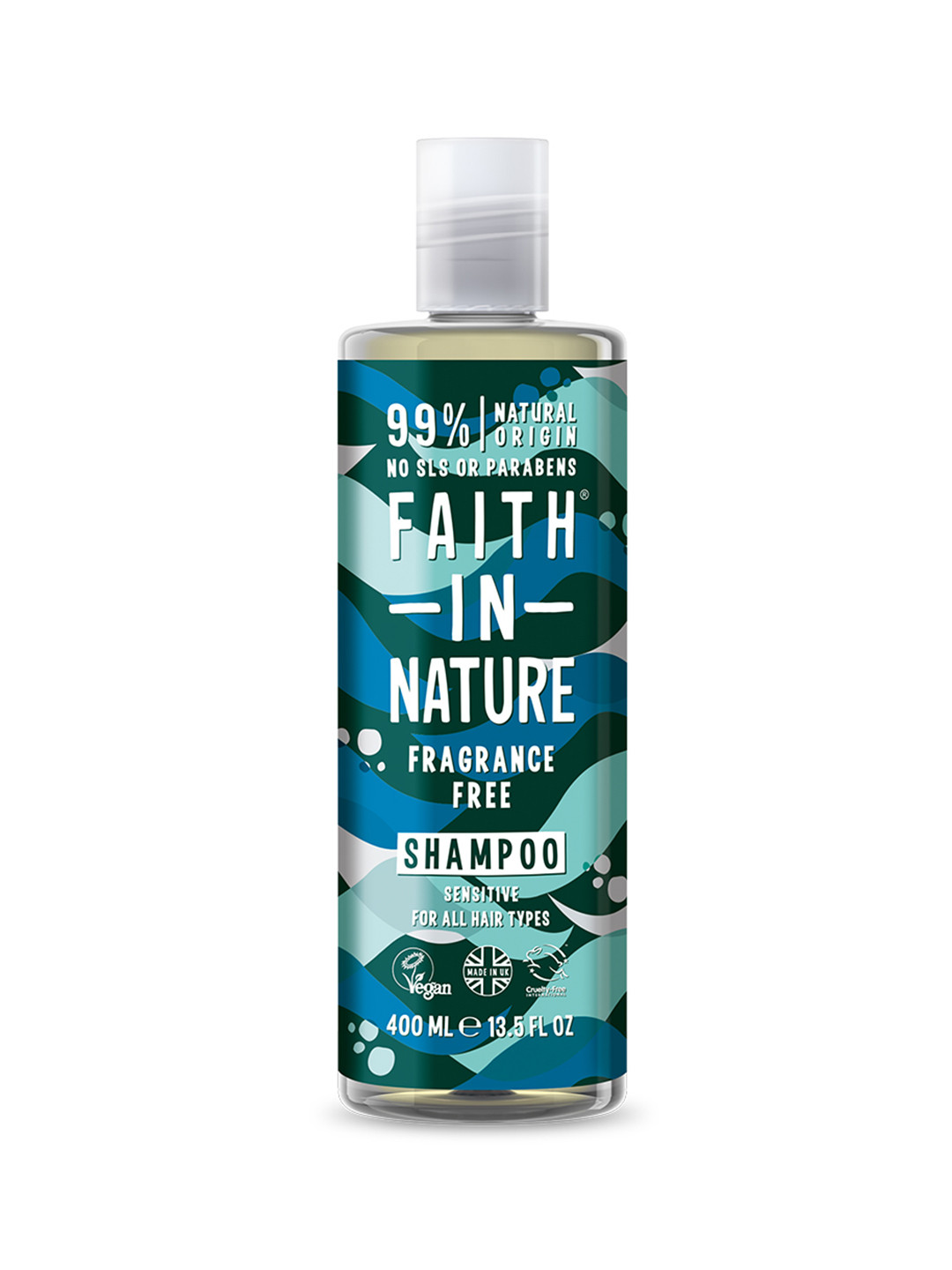 

Faith in Nature Fragrance-Free Shampoo - Sensitive for All Hair Types - 400ml, Blue