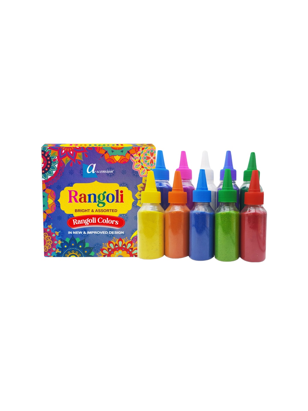 

Ascension Set Of 10 Rangoli Making Colors Bottles, Multi