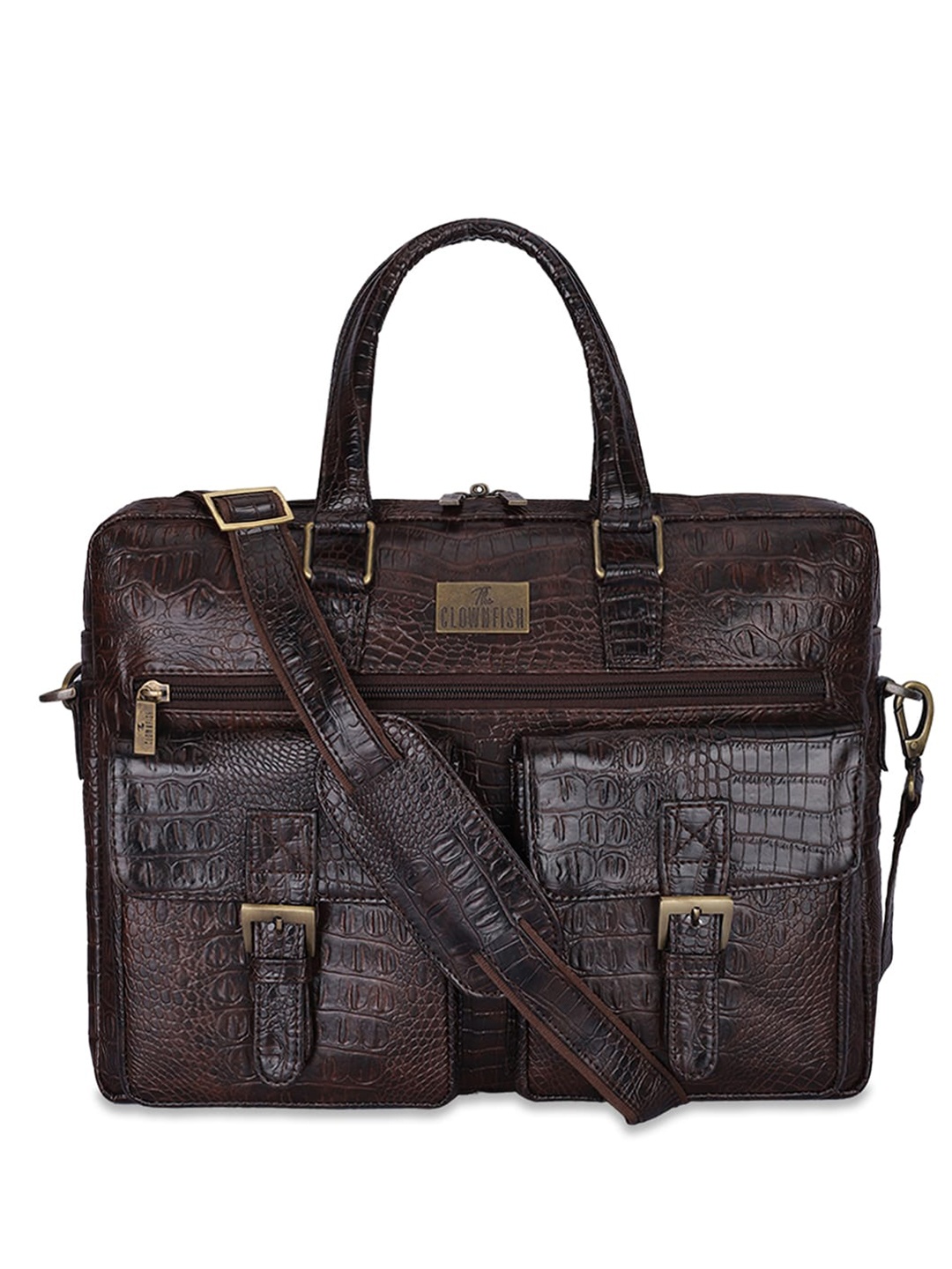 

THE CLOWNFISH Unisex Dataguard Textured Laptop Bag - Fits Up to 15" Laptop, Coffee brown