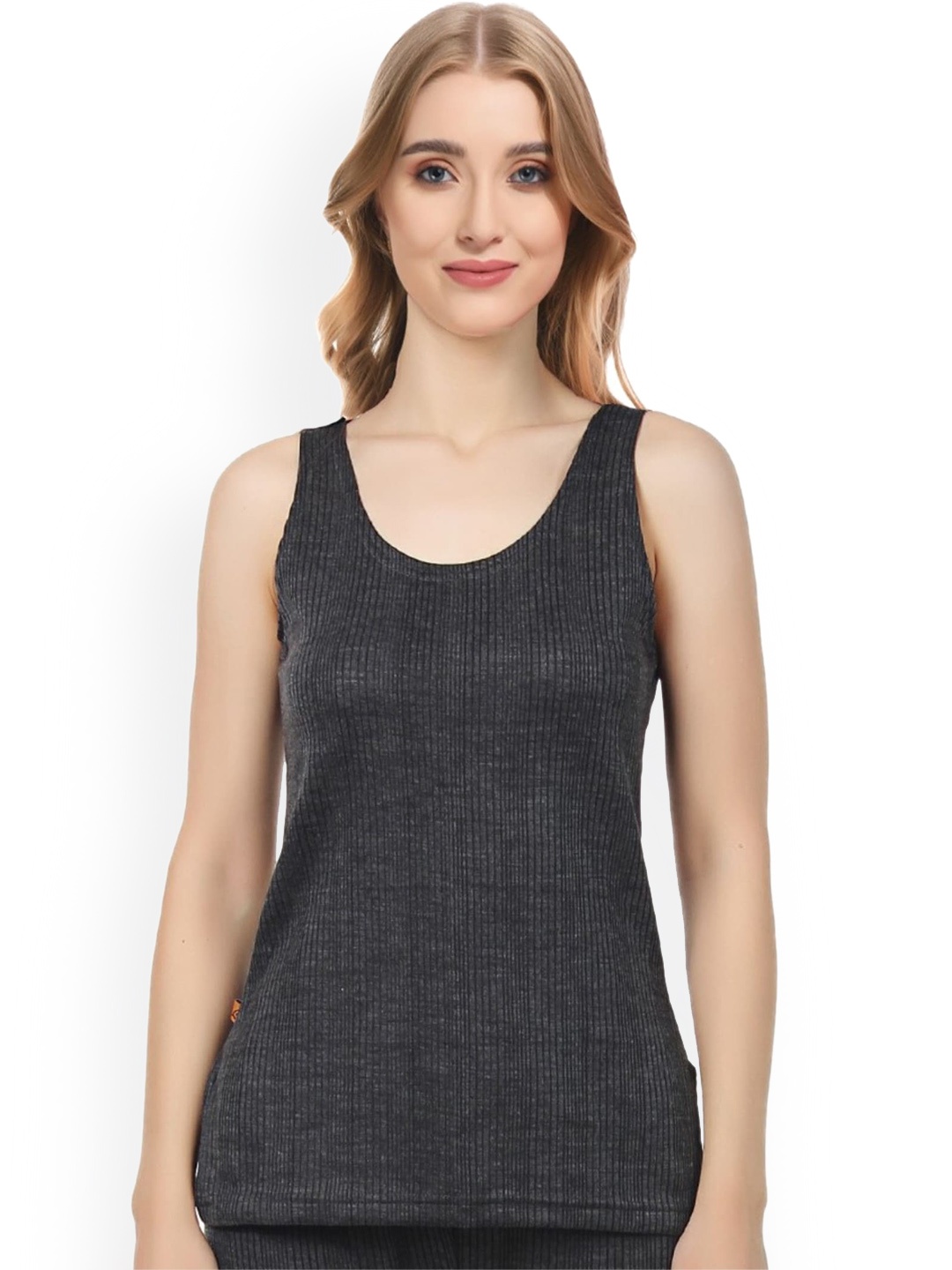 

Boleem Sleeveless Scoop Neck Thermal Top, Grey