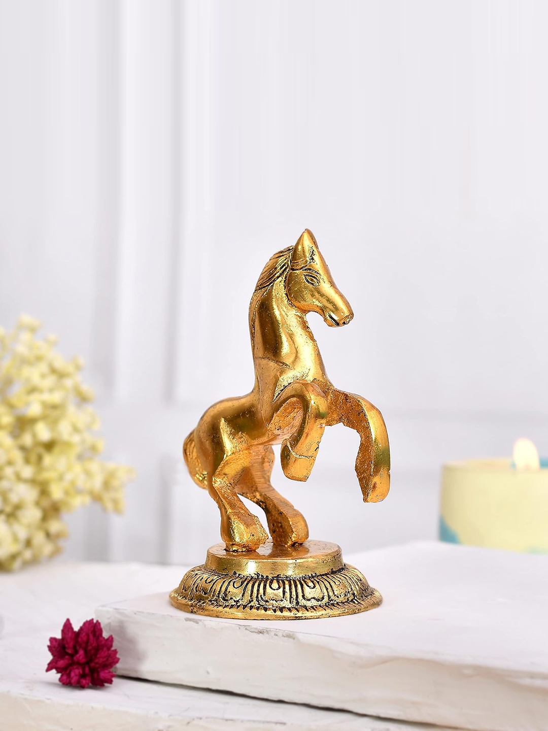 

Ascension Golden Jumping Horse Statue Showpiece, Gold