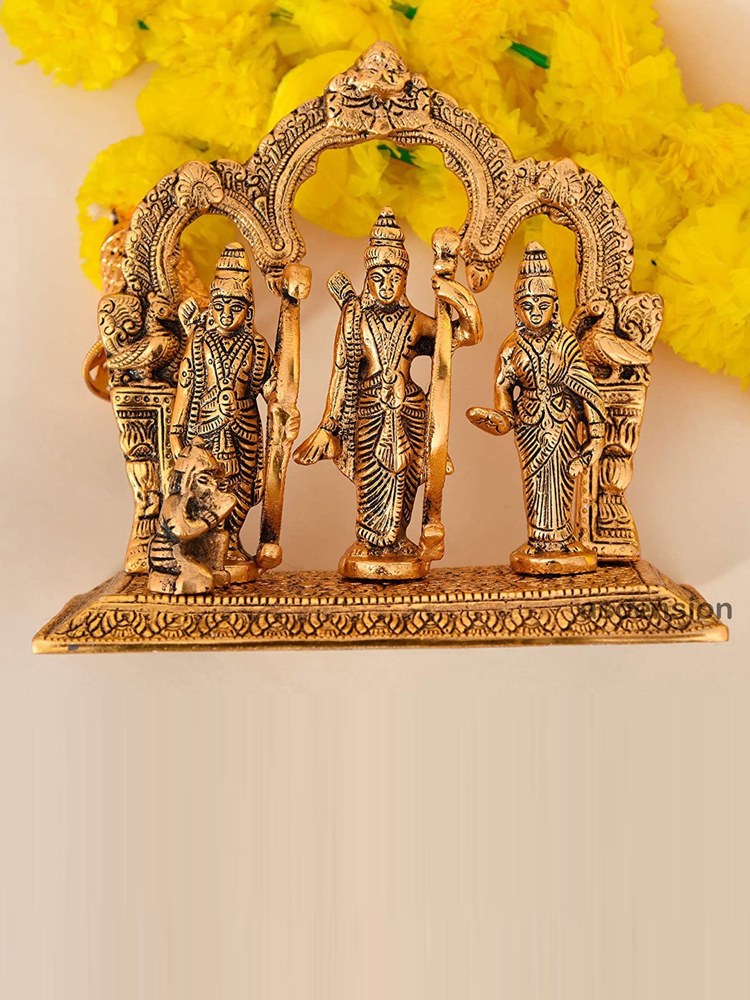 

Ascension Golden Lord Ram Darbar Brass Statue Showpiece, Gold