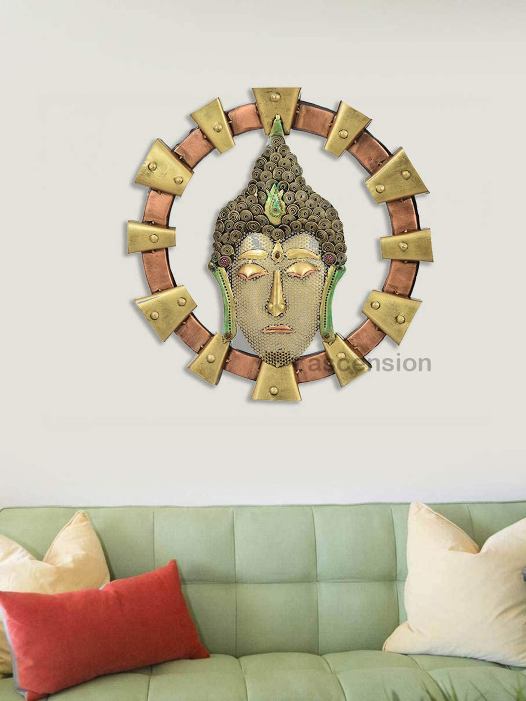 

Ascension Gold Toned & Copper Antique Finish Wall Hanging Buddha Showpiece