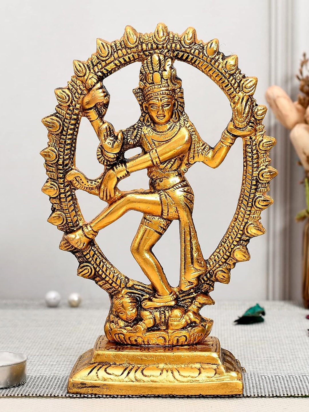 

Ascension Golden Antique Finish Shiva Natraj Idol Statue Showpiece, Gold