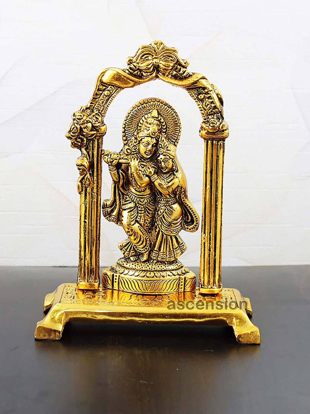 

Ascension Golden Finish Radha Krishna Idol Couple Showpiece, Gold