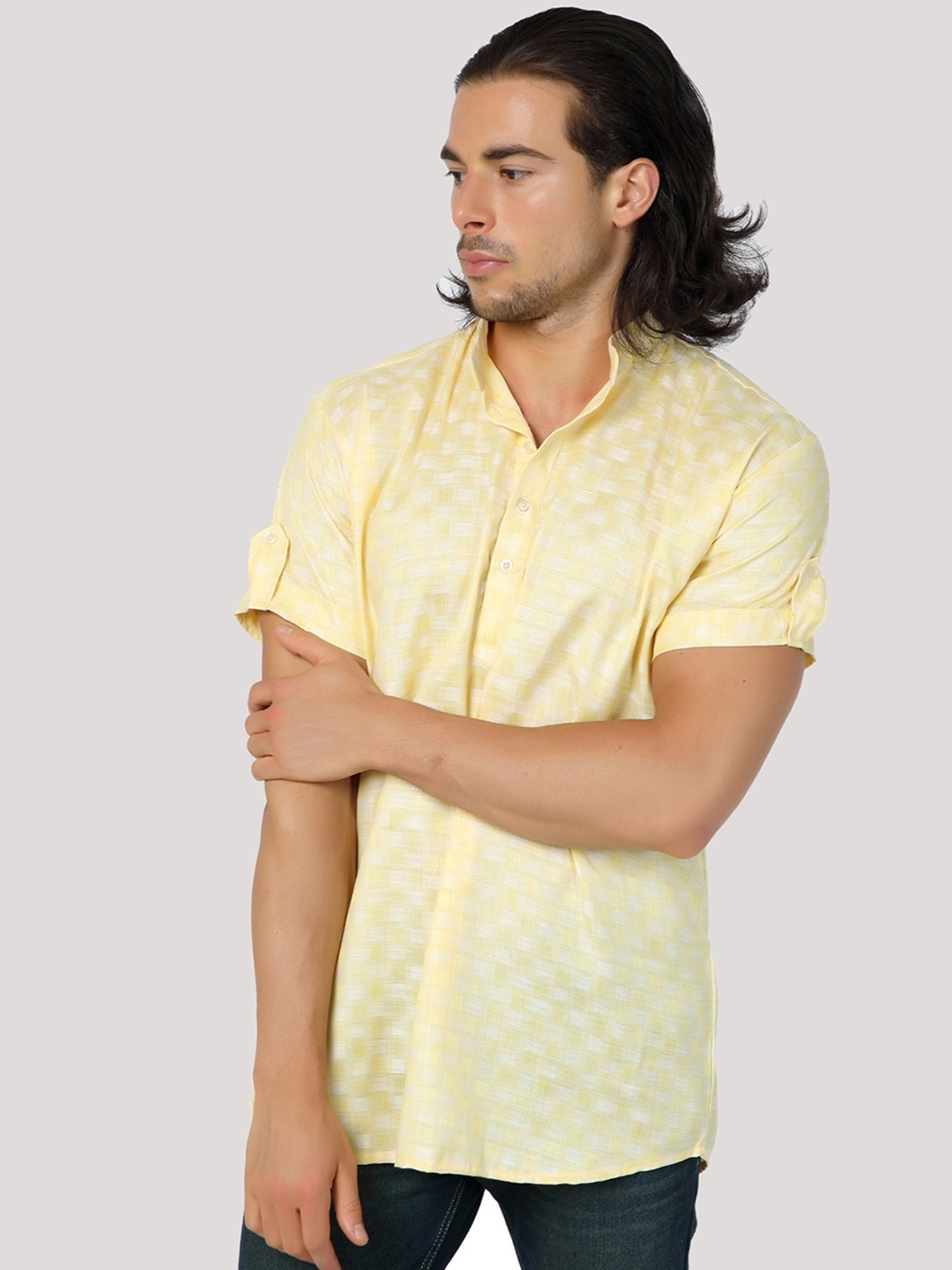 

MAG Abstract Woven Design Straight Kurta, Yellow