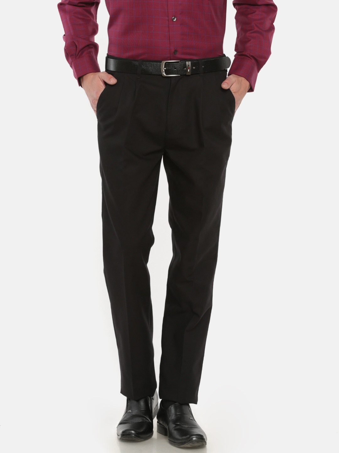 

ColorPlus Men Black Custom Slim Fit Solid Formal Trousers