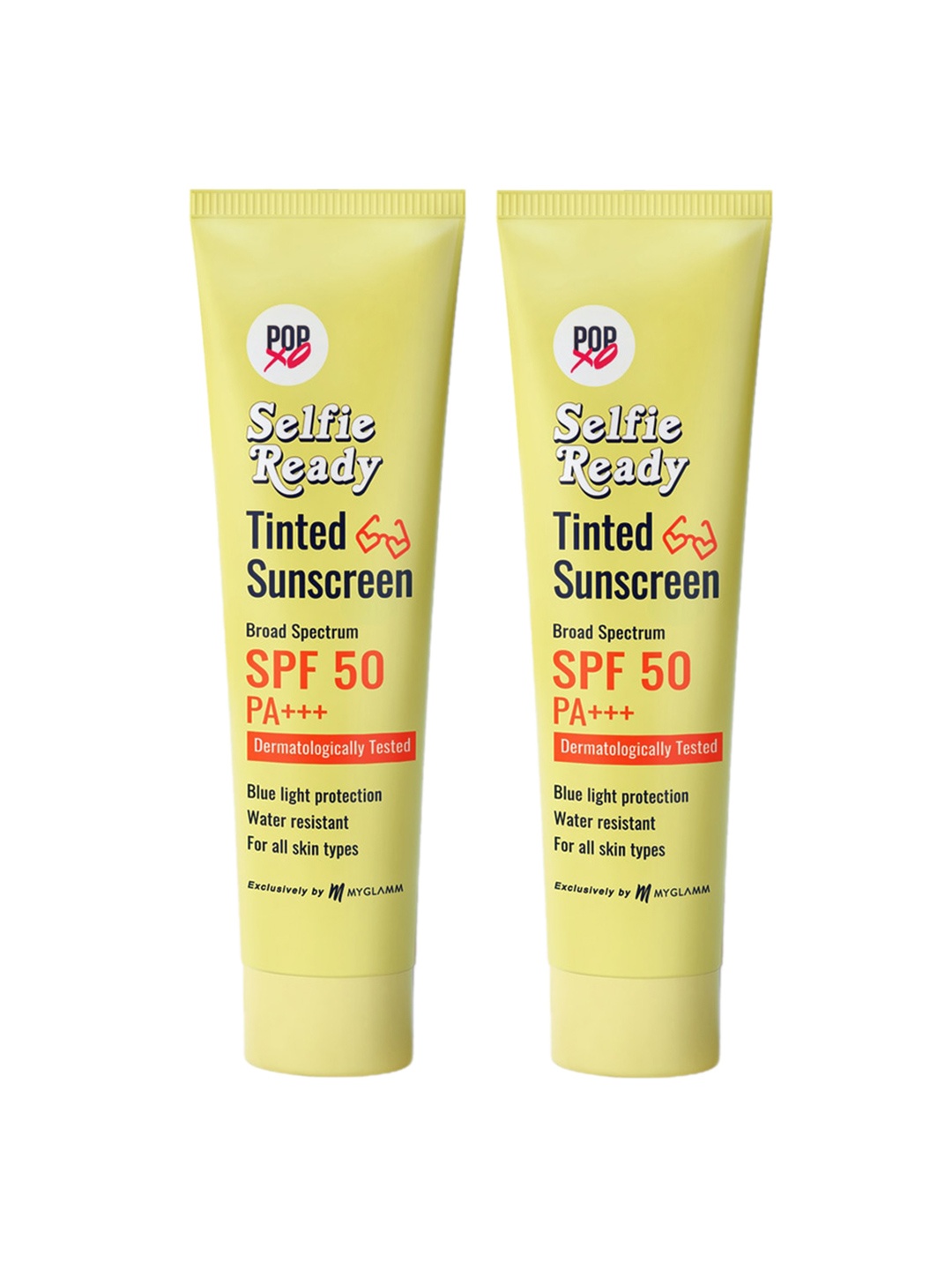 

MyGlamm Set of 2 POPxo Selfie-Ready Tinted Sunscreen SPF 50 - 30 g Each, Yellow