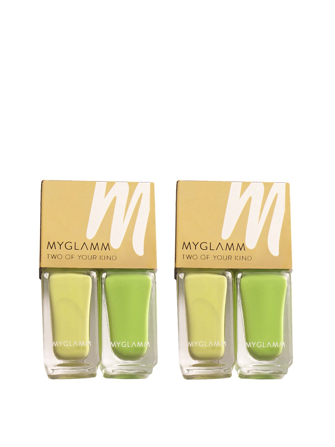 

MyGlamm Set of 2 High Gloss 2 IN 1 Nail Paint 10 ml Each - Garden Party, Green