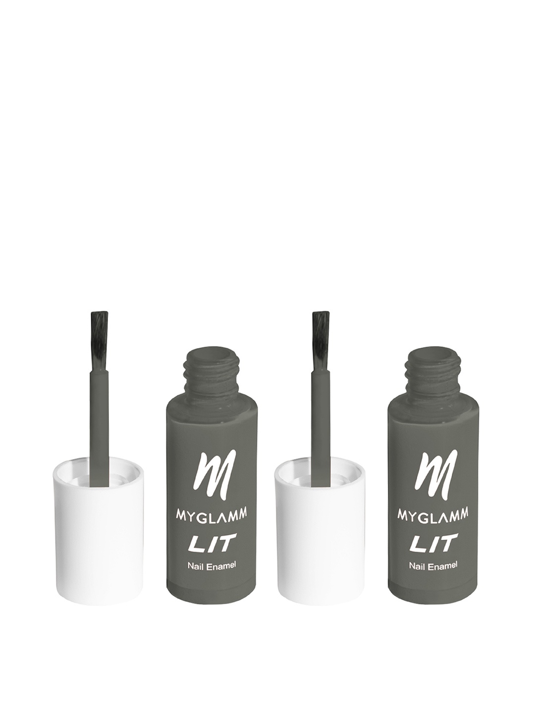 

MyGlamm Set Of 2 LIT Long-Lasting Flawless Texture Nail Enamel 7ml Each - Grounded, Grey