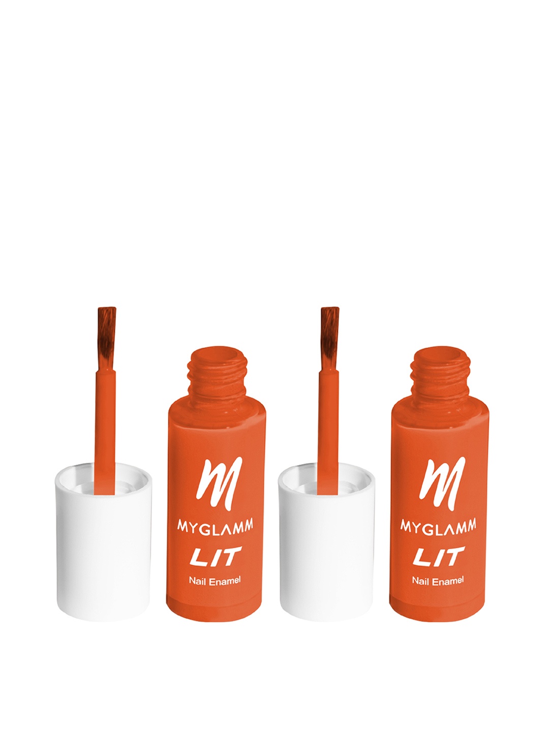 

MyGlamm Set Of 2 LIT Long-Lasting Flawless Texture Nail Enamel 7ml Each - Thirsty, Orange