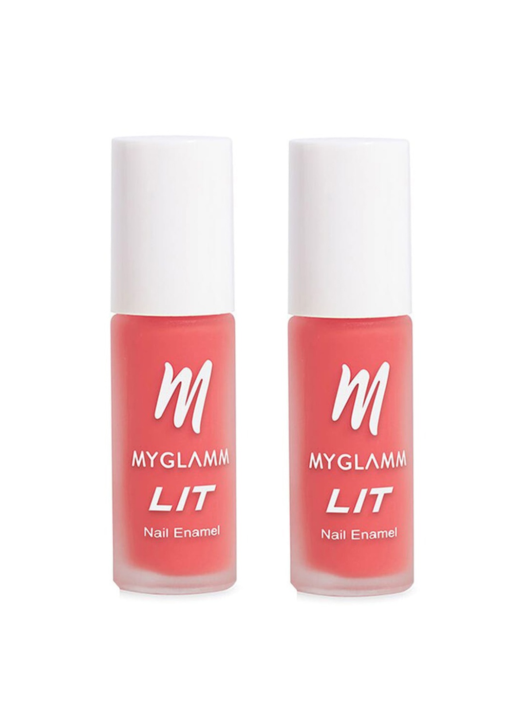 

MyGlamm Set Of 2 LIT Long-Lasting Flawless Texture Nail Enamel 7ml Each - Salty, Peach