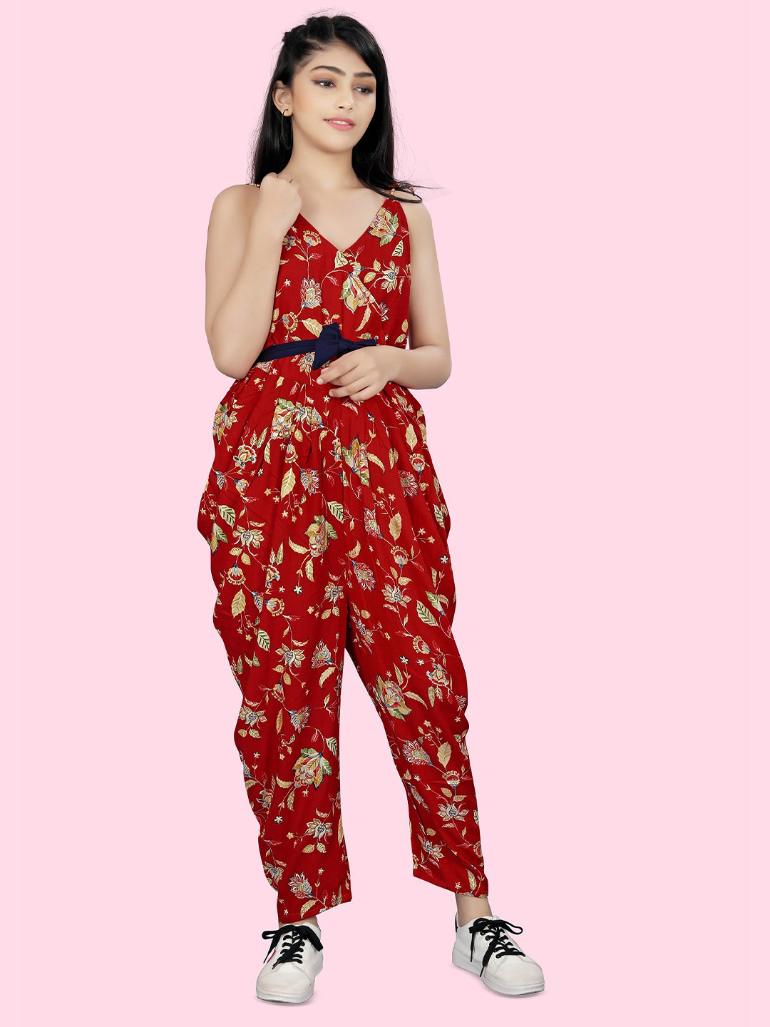 

BAESD Girls Printed Basic Jumpsuit, Red