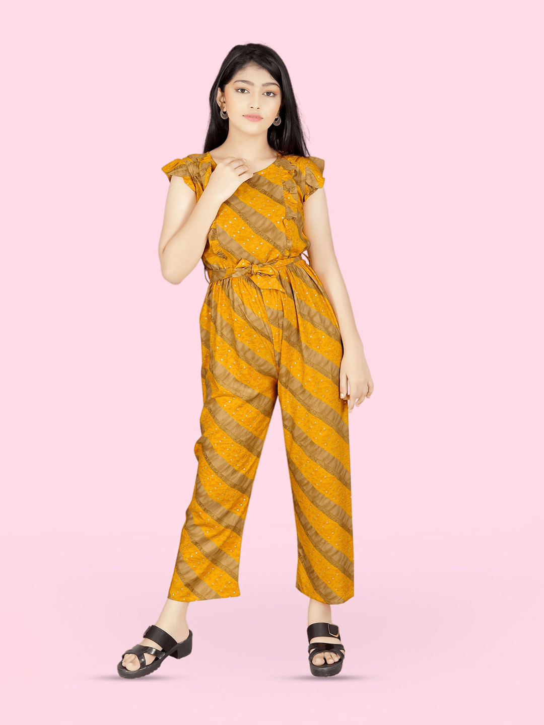 

BAESD Girls Printed Basic Jumpsuit, Yellow