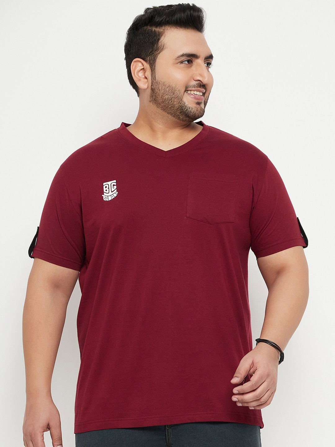 

bigbanana Plus Size V-Neck Cotton T-shirt, Maroon