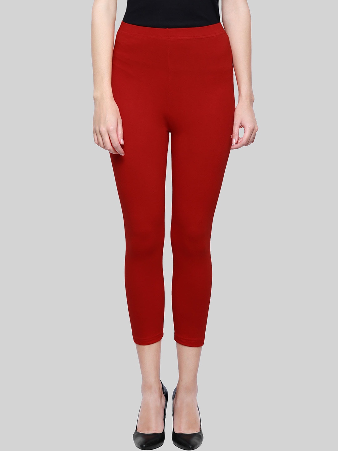 

SAUNDARYA Calf-Length Anti-Static Leggings, Red