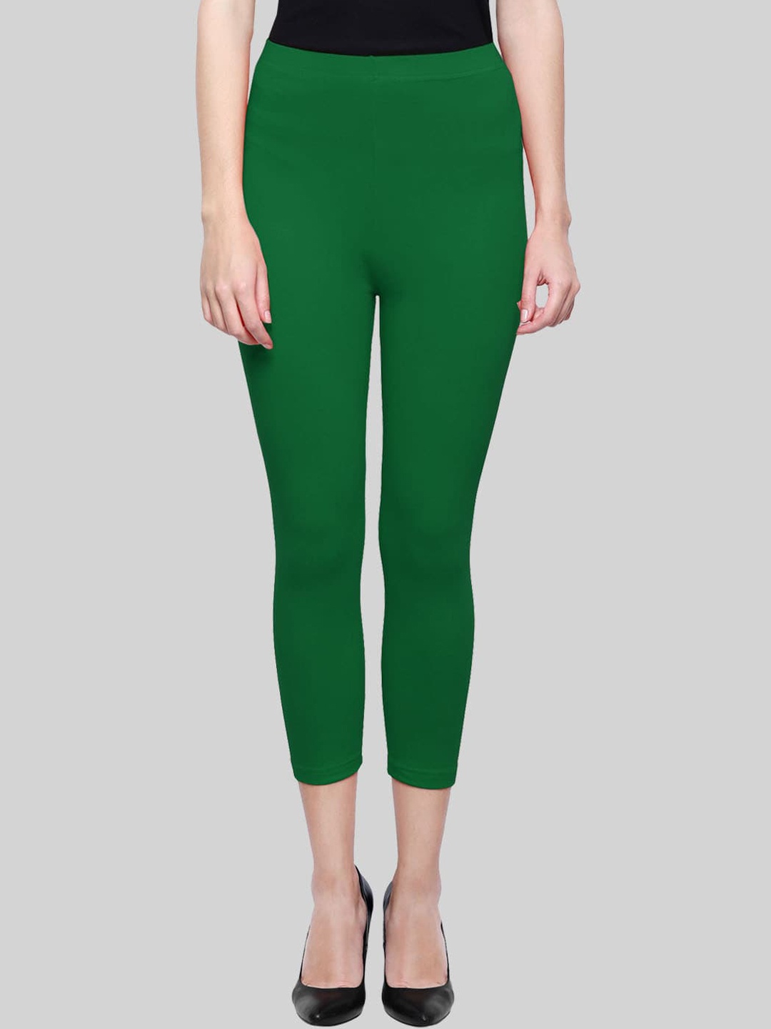 

SAUNDARYA Calf Length Cotton Leggings, Green