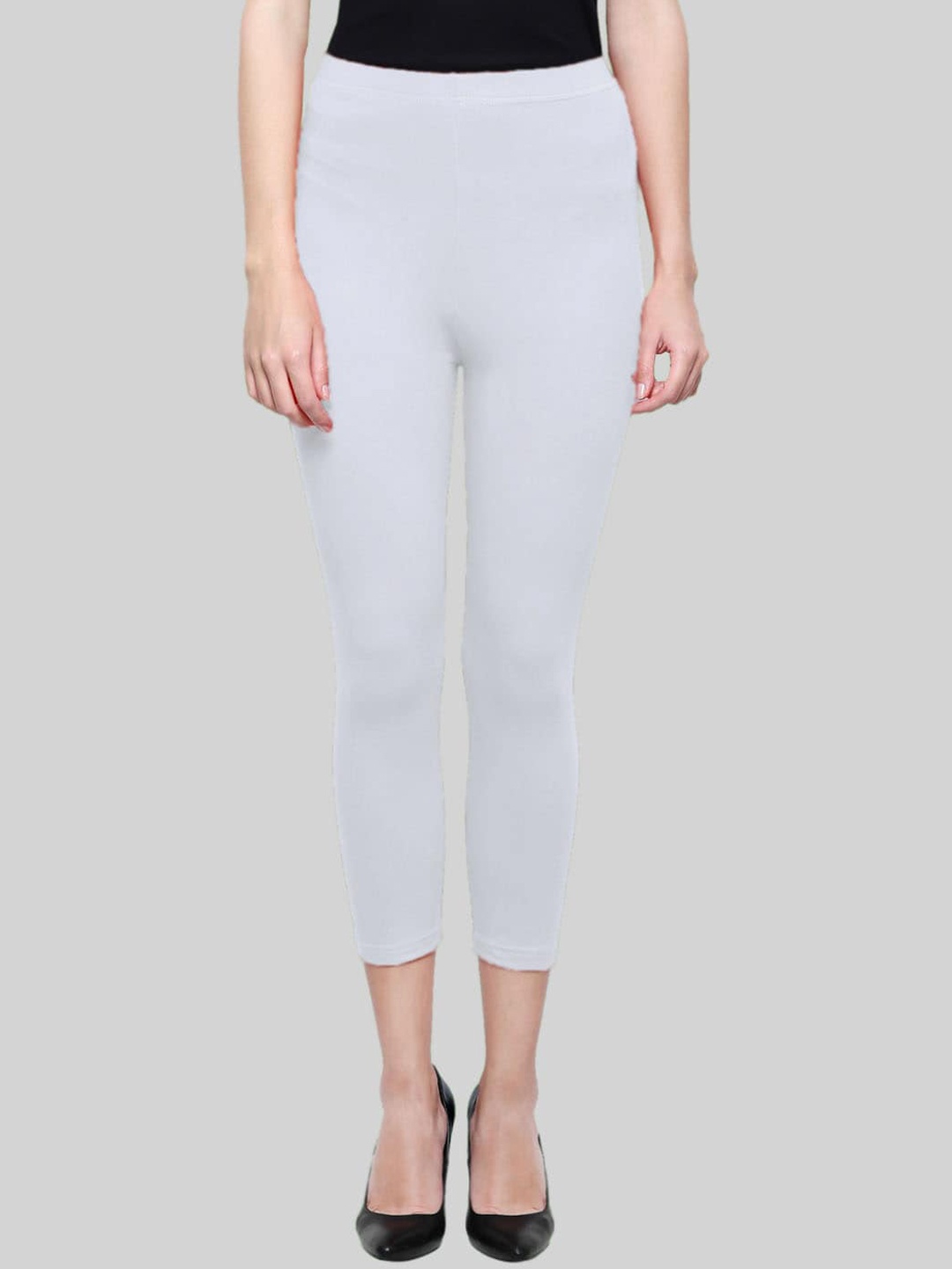 

SAUNDARYA Stretch Fit Ankle Length Leggings, White