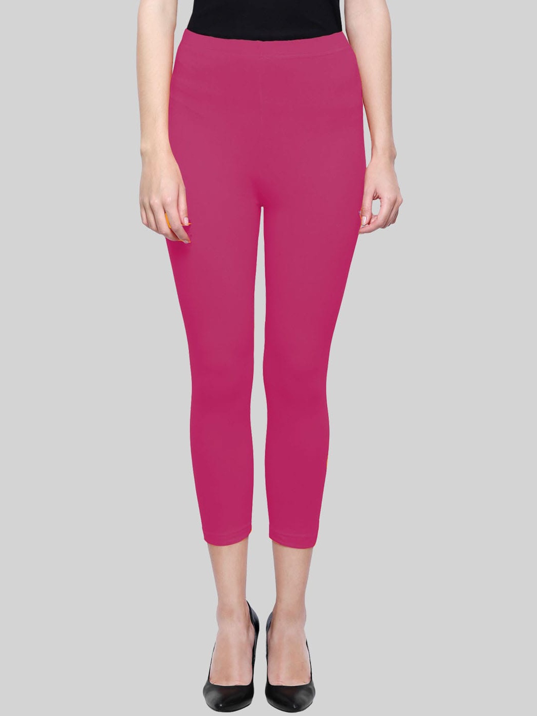 

SAUNDARYA Stretch Fit Ankle Length Leggings, Pink