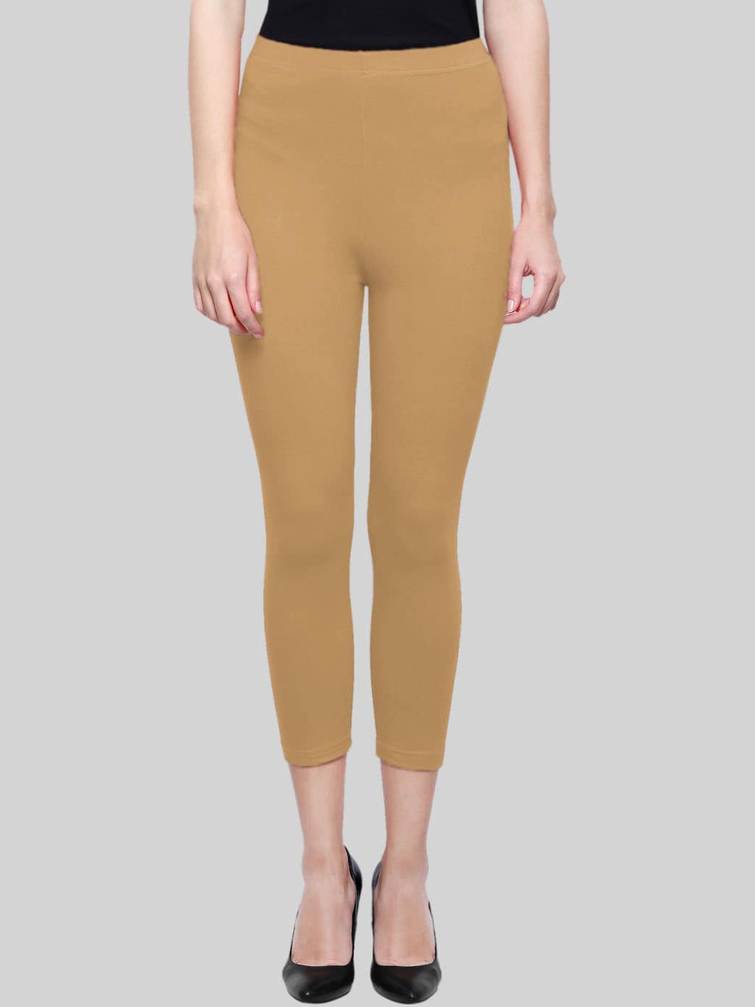 

SAUNDARYA Anti pilling Calf Length Leggings, Beige