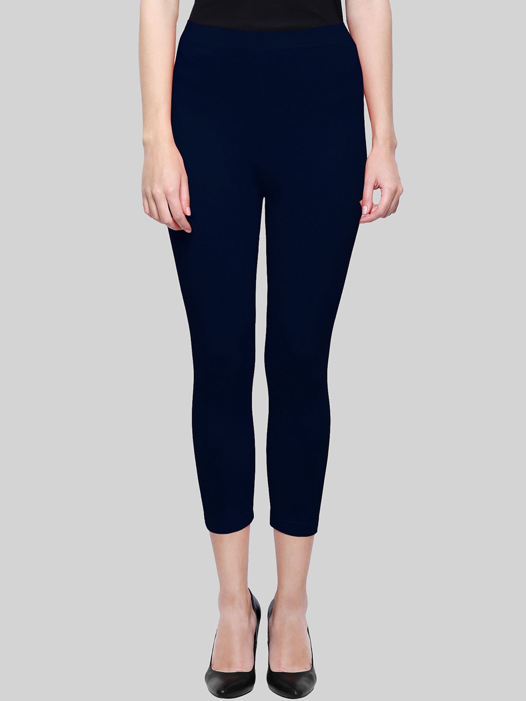 

SAUNDARYA Women Anti Pilling Calf-Length Stretch Fit Leggings, Navy blue