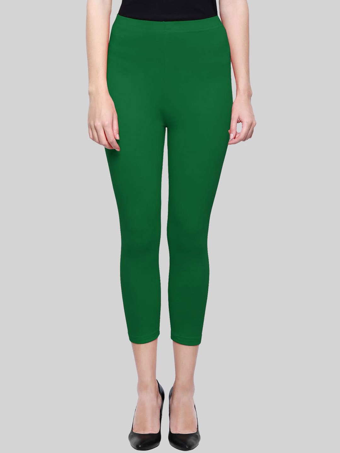 

SAUNDARYA Stretch-Fit Anti-Pilling Ankle Length Leggings, Green