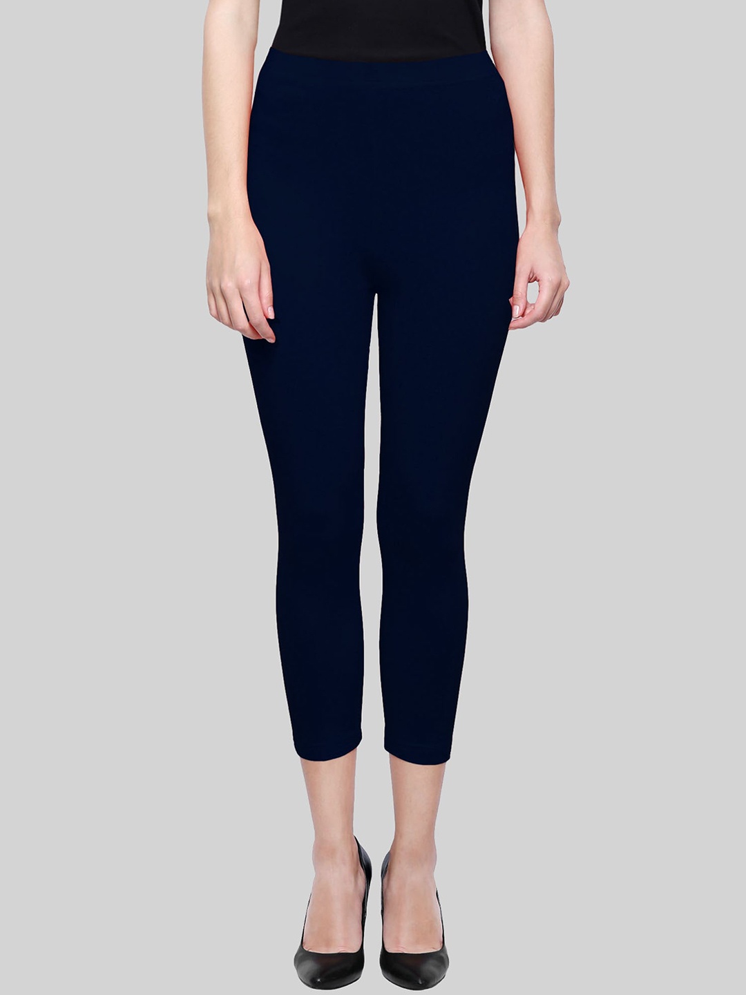 

SAUNDARYA Stretch Fit Ankle Length Leggings, Navy blue