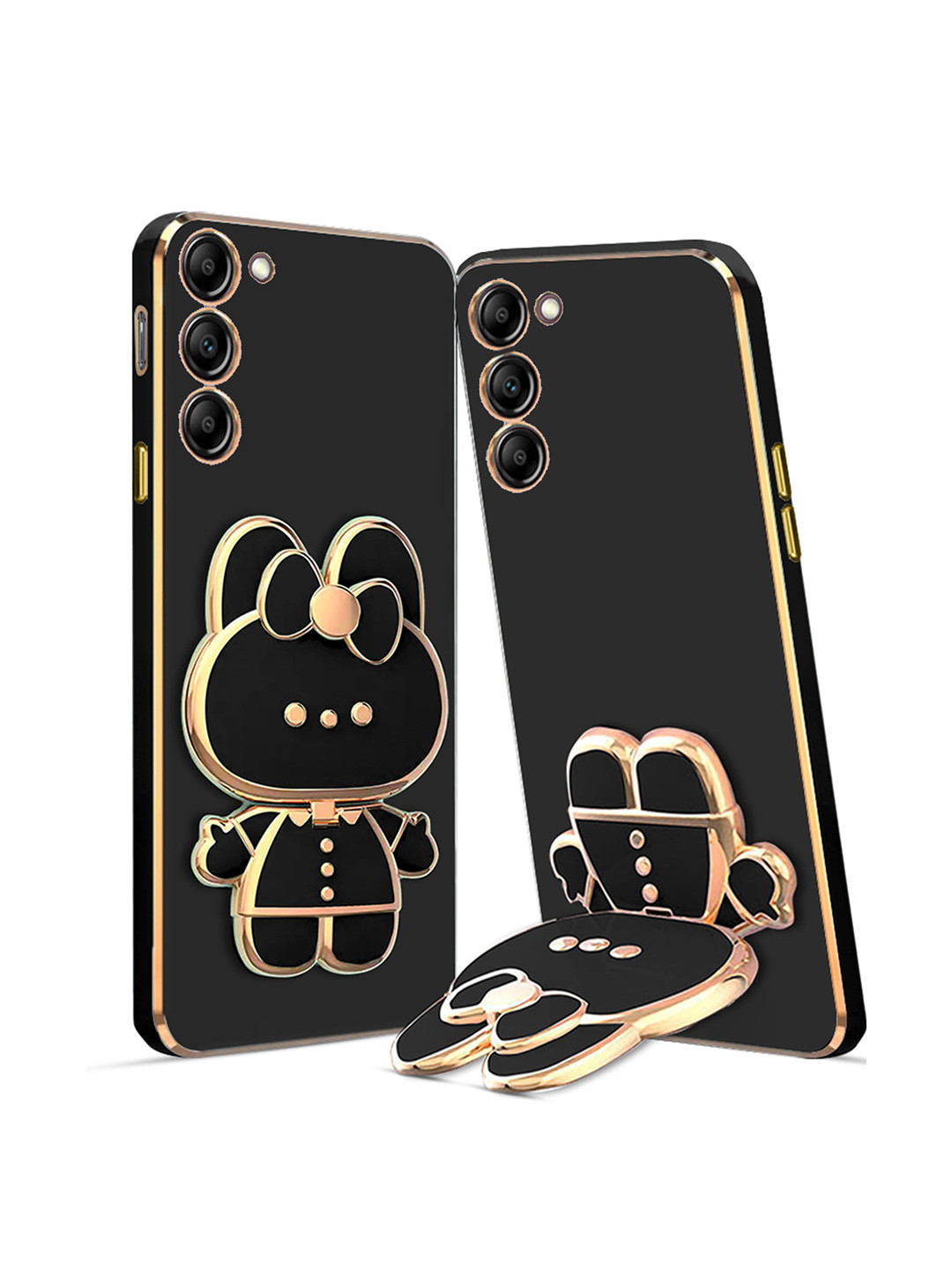 

Karwan 3D Cat Samsung S23 Phone Back Case With Folding Stand, Black